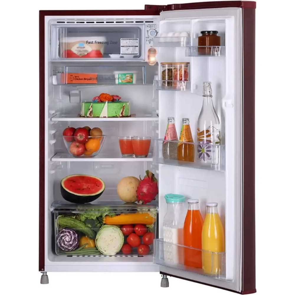LG 185 Ltrs 2 Star Direct Cool Single Door Refrigerator (GL-B199GSJB, Scarlet Jasmine)