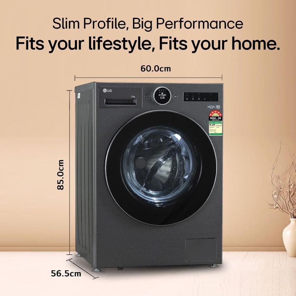 LG 12 Kg 5 Star Fully Automatic Front Load Washing Machine (FX1412N9K,Black)
