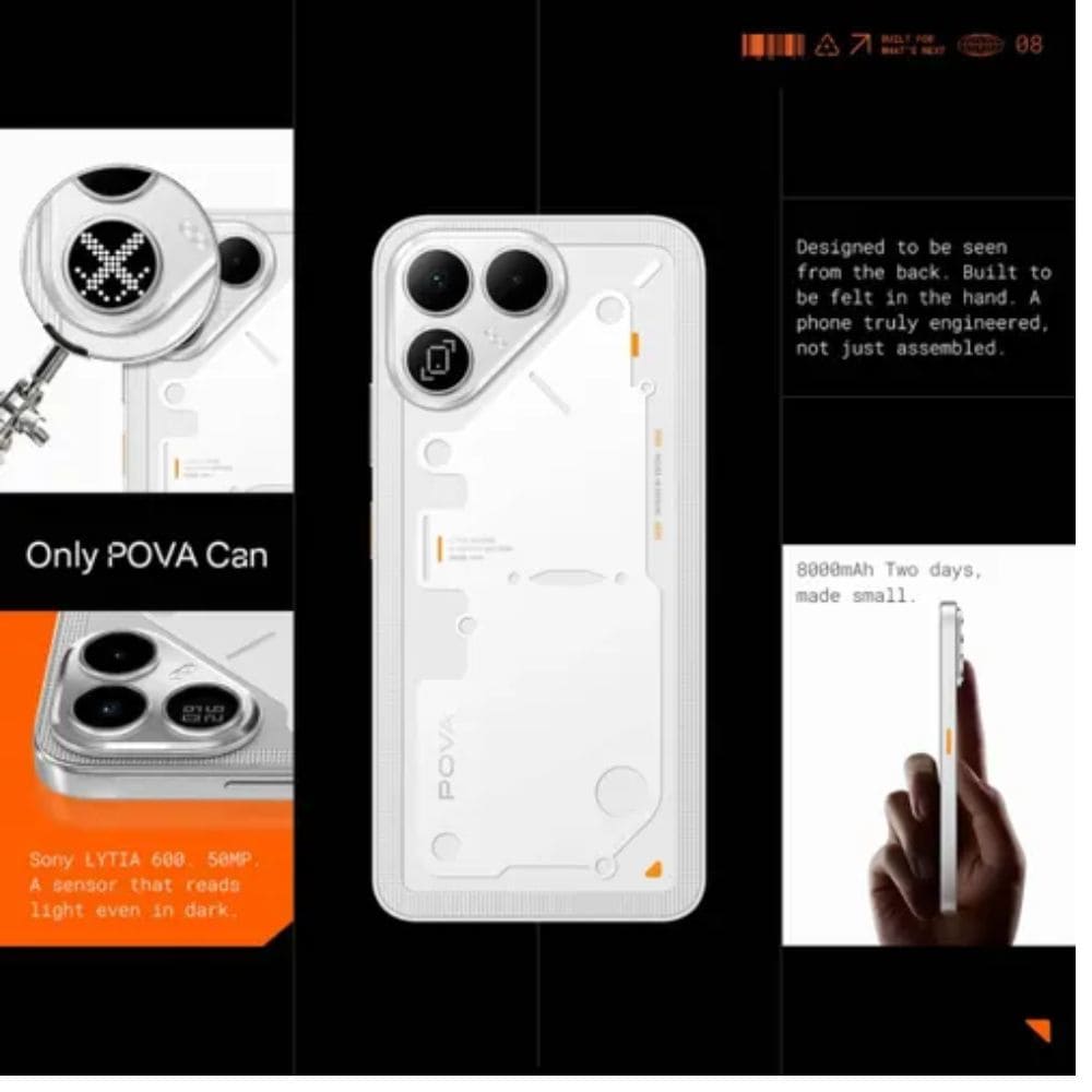 Tecno Pova 8/128GB, Powerful 5G with Camera Control Android Phone (Multi Colour)