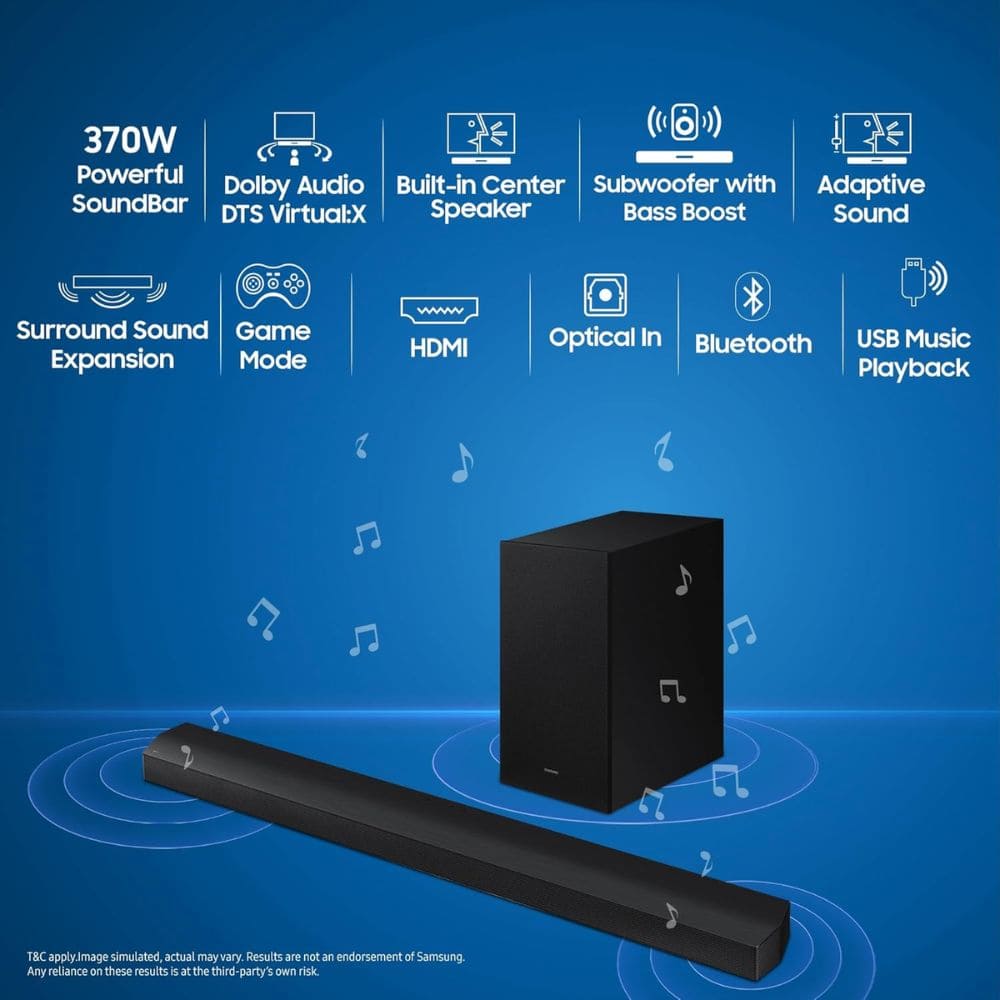 Samsung 370 Watts Dolby Bluetooth Soundbar (HW-T42E, Black)