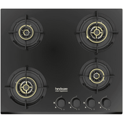 Hindware Hob , HAZEL 4B 60 4 Burner 60 cm Auto Ignition Glass Top Full Brass Burners 2 Medium + 1 small +1 High withFlame Guard Round Pan (Black)