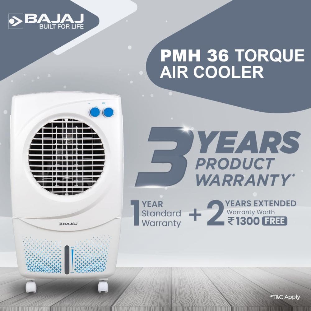 Bajaj PMH36 Torque, 36 Ltrs Portable Desert Room Air Cooler