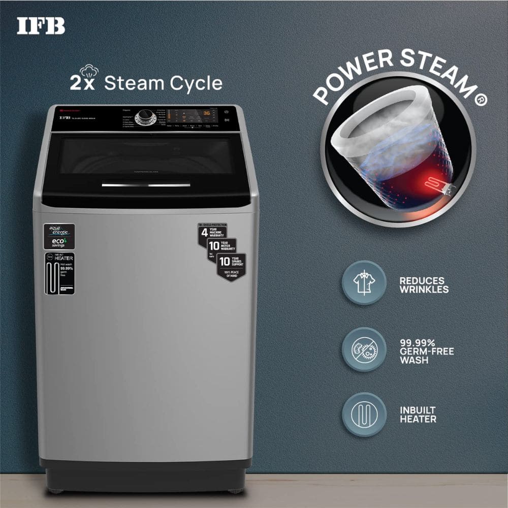 IFB 10 Kg 5 star Fully-Automatic Top Load Washing Machine (TL-S4BLS 10.0KG AQUA, Silver)