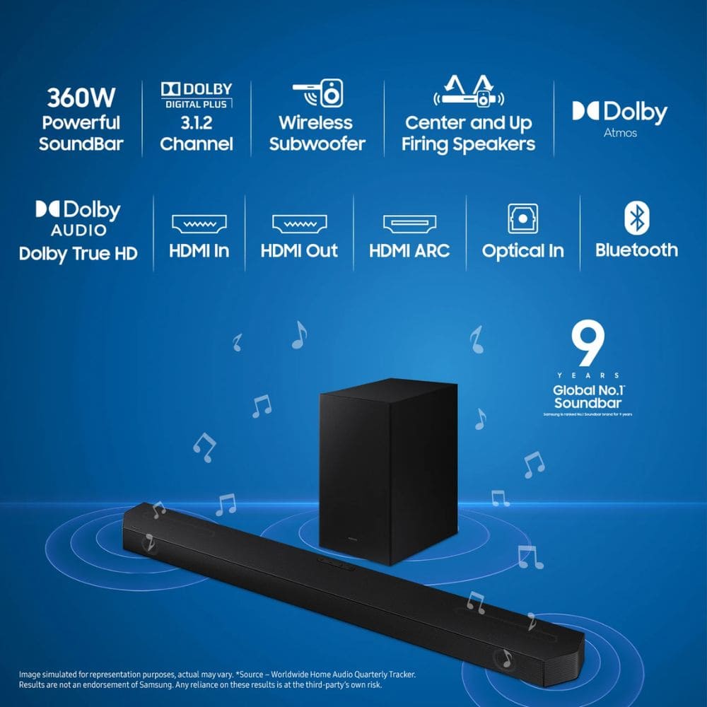 Samsung Subwoofer with Dolby Bundle Soundbar (HW-Q600C, 3.1.2 Channel)