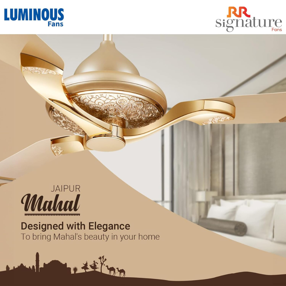 Luminous Jaipur Mahal, 1320mm 3 Blads Designer Ceiling Fans