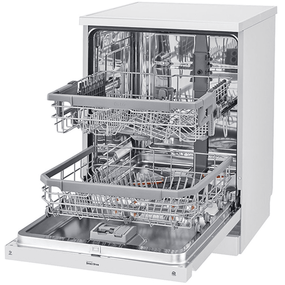 LG 14 place settings Free Standing Dishwasher with True Steam Quad Wash & Inverter Direct Drive (DFB424FW, White)