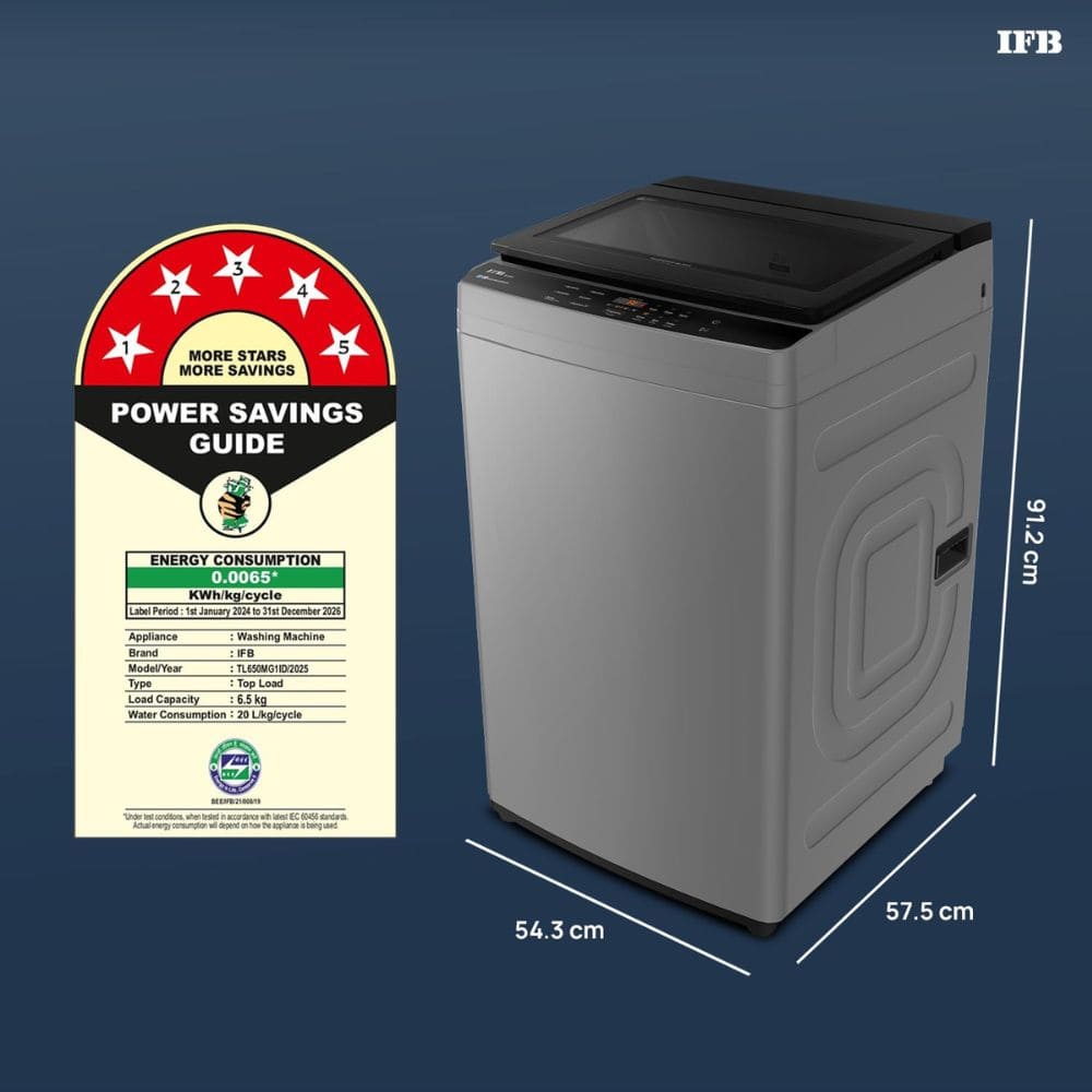 IFB 6.5 Kg 5 star Fully-Automatic Top Load Washing Machine (TL650MG1ID, silver)