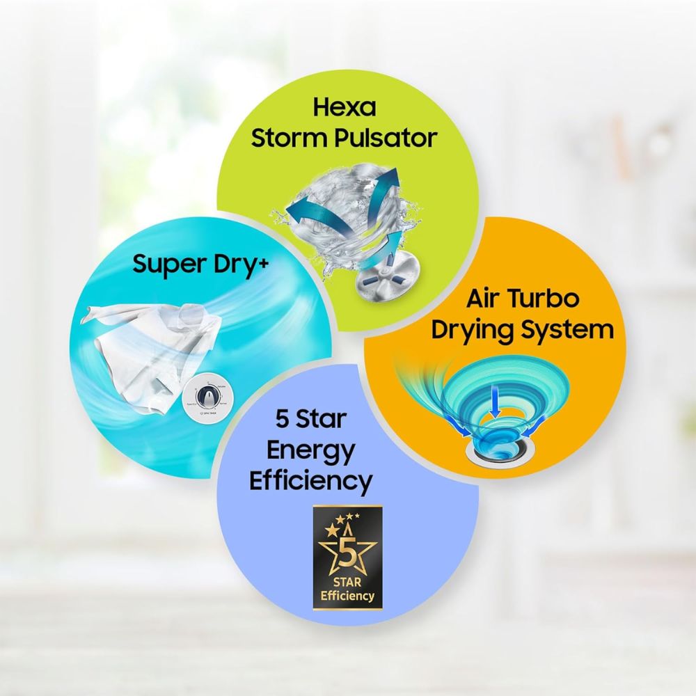 Samsung 8 Kg 5 Star Semi-Automatic Top Load Washing machine (WT80C4200GG, Black)