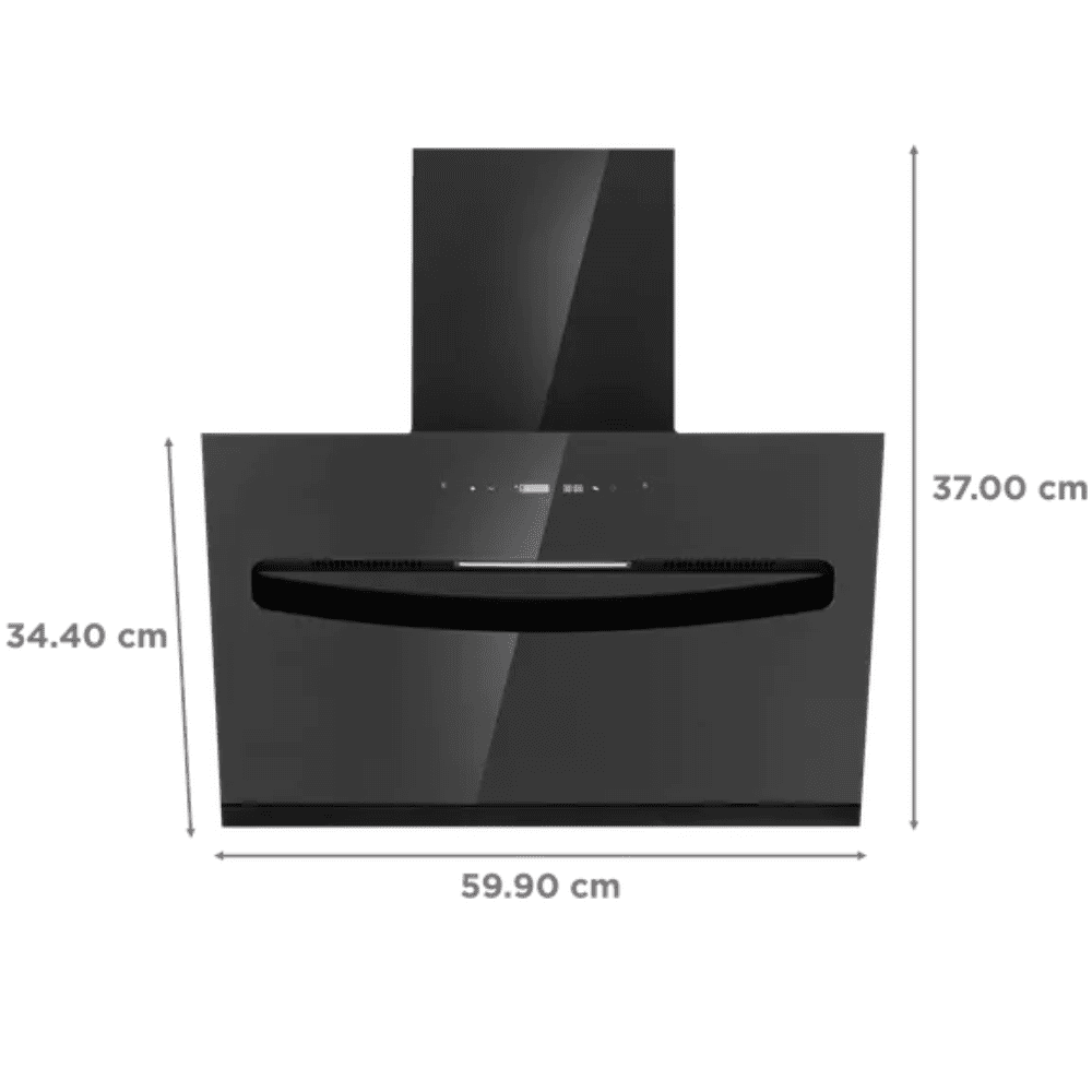 Elica EFLS607 BLDC HAC LTW VMS, 60 cm 1400m3/hr Ducted Auto Clean Wall Mounted Chimney (Black)