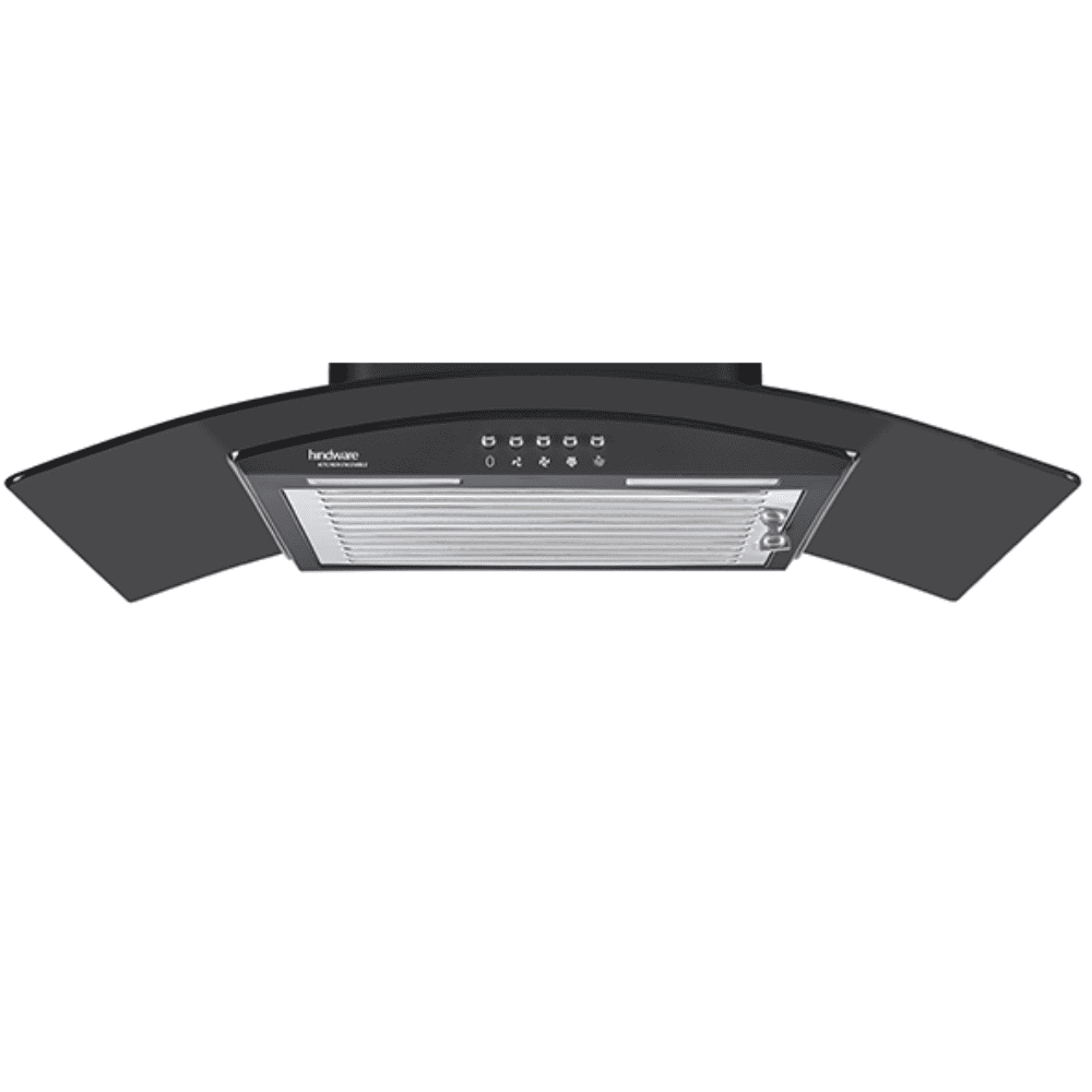 Hindware LIVIA, 60 cm 1500 m3/hr Heat Auto Clean Wall Mounted Designer Kitchen Chimney, SS Baffle Filter Technology (Black)