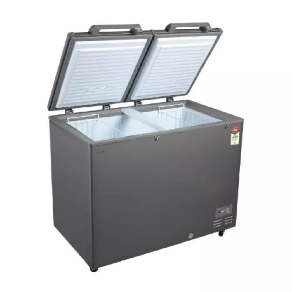 Haier HFC-510DET5, 510 Ltrs 5 Star Double Door Hard Top Convertible Deep Freezer, Titanium Grey