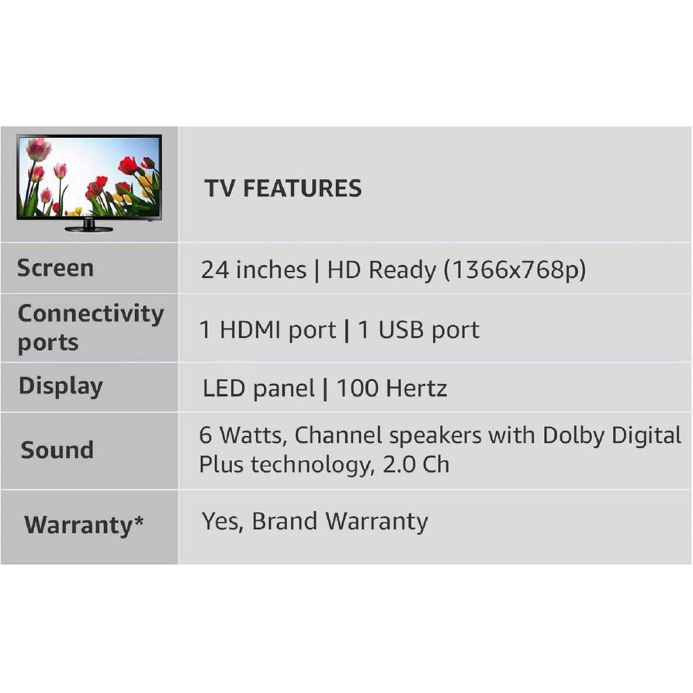 Samsung UA32T4340BKXXL, 32 Inches, HD Smart LED TV, Glossy Black