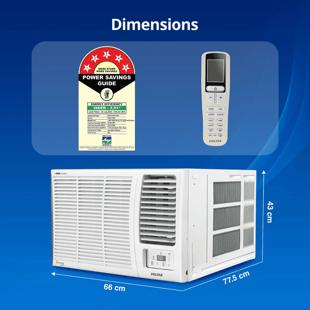 Voltas 1.5 Ton 5 Star Inverter Window Air Conditioner (185V VERTIS ELITE)