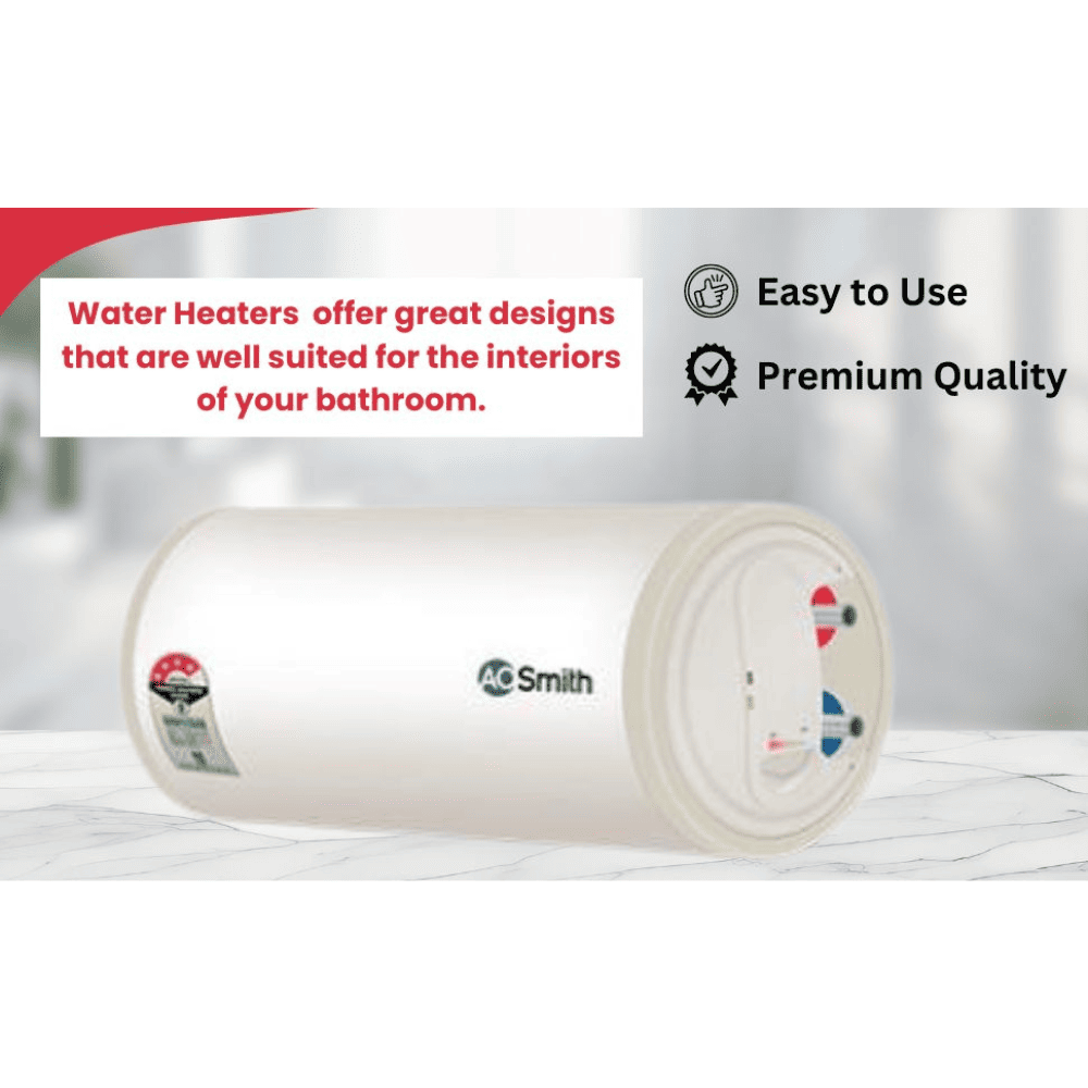 AO Smith 50 Ltrs Horizontal Storage Wall Mounting Water Heater Geyser (HAS-50L, White)