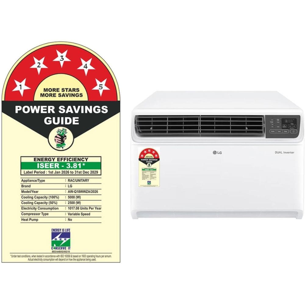 LG 1.5 Ton 5 star Inverter Window Air Conditioner (AW-Q18WWZA.ASLG) 2026 model