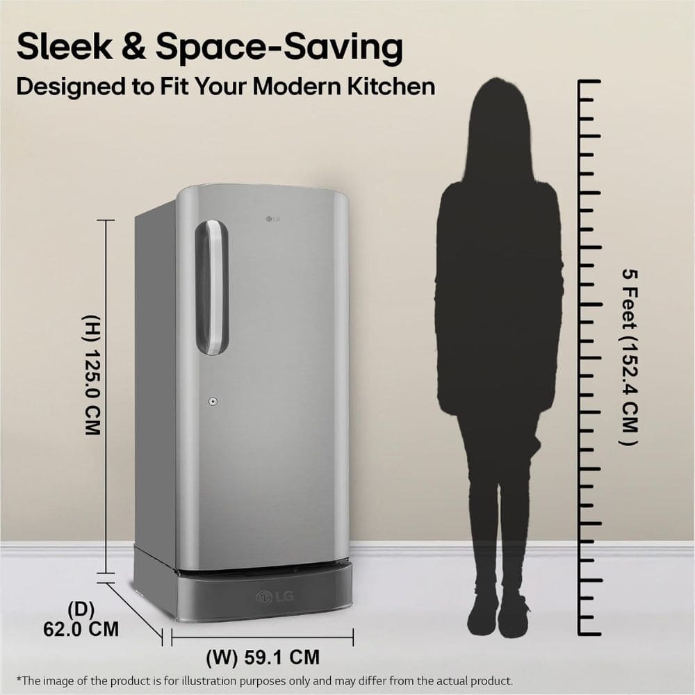LG 210 Ltrs, 3 Star Direct Cool Single Door Refrigerator (GLD2236ZAPZ)