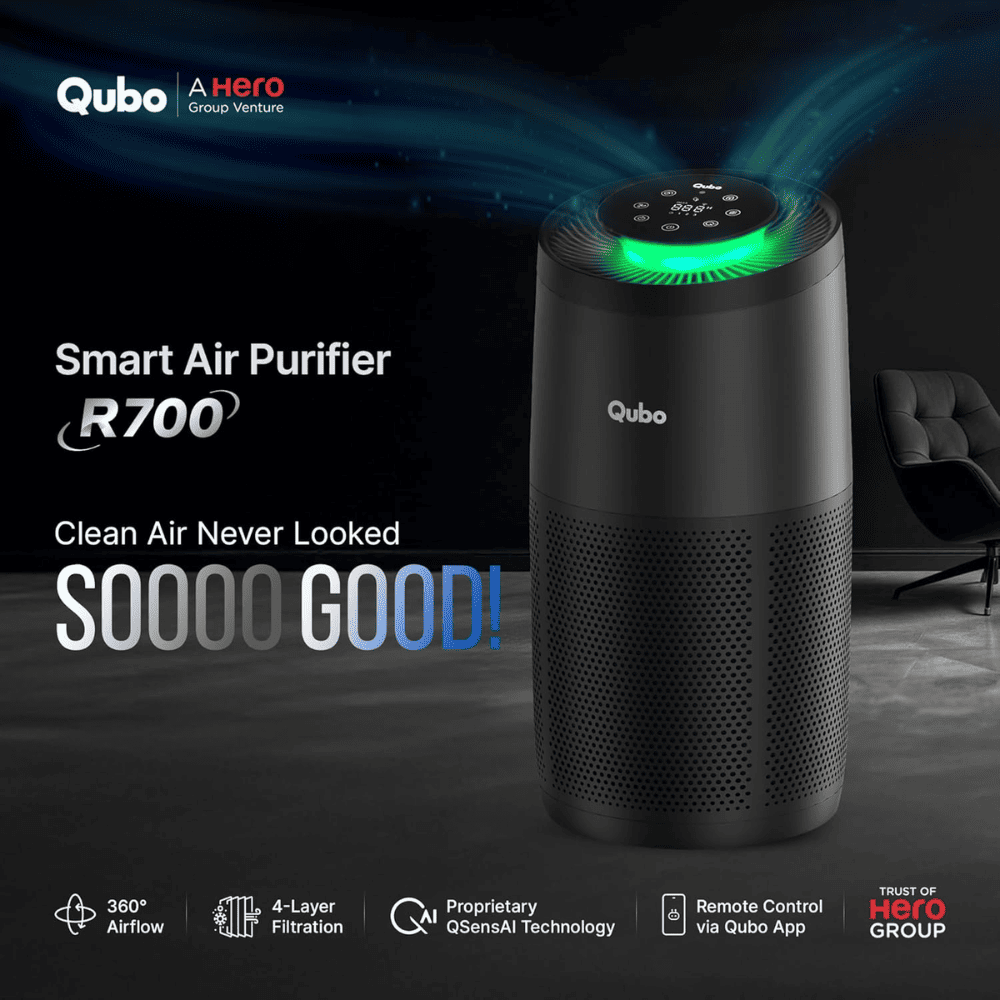 Qubo R700 Smart Room Air Purifier with HEPA 13 Filter (Black)