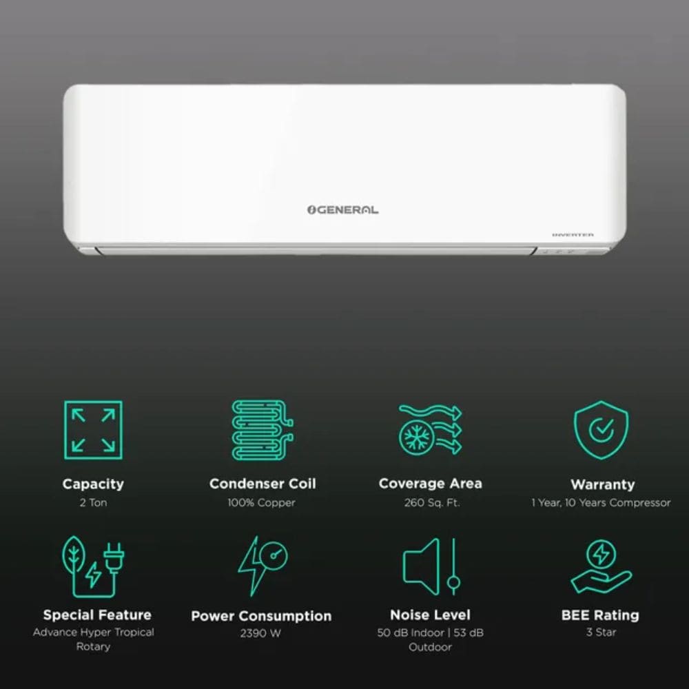 O-General 2.0 ton 3 Star Inverter Split Air Conditioner (ASGG24CPAA)