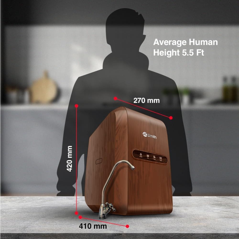 AO Smith 9 Ltrs Storage, RO+Copper Fortified Mineralizer Water Purifier, 7-Stage Purification (Z2 PRO Luxe RO Under sink, Brown)