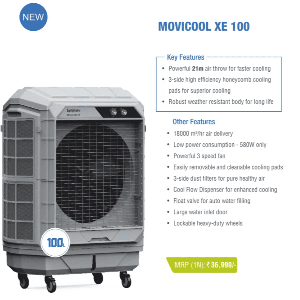 Symphony 100 Ltrs Desert Room Air Cooler (Movicool100XE)