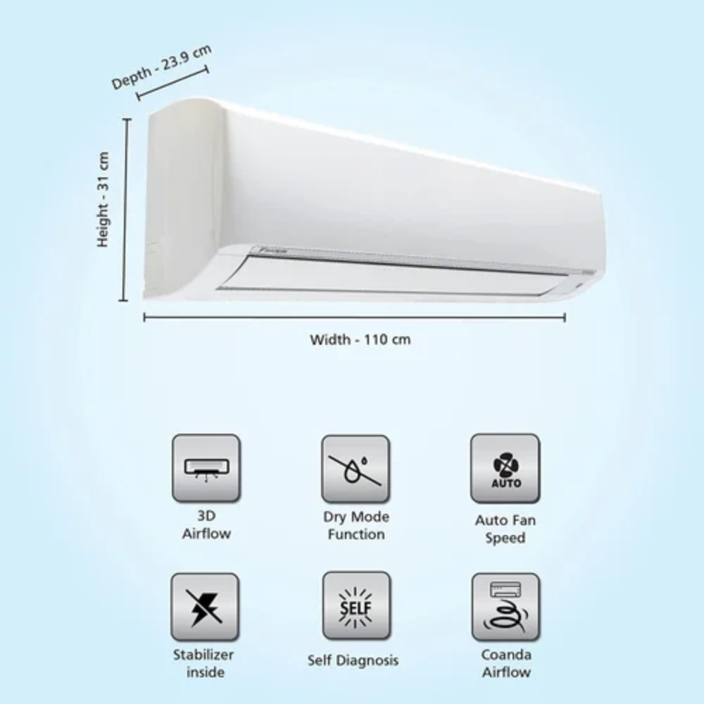 Daikin 2.2 Ton 3 Star Inverter Split Air Conditioner (FTKL71U)