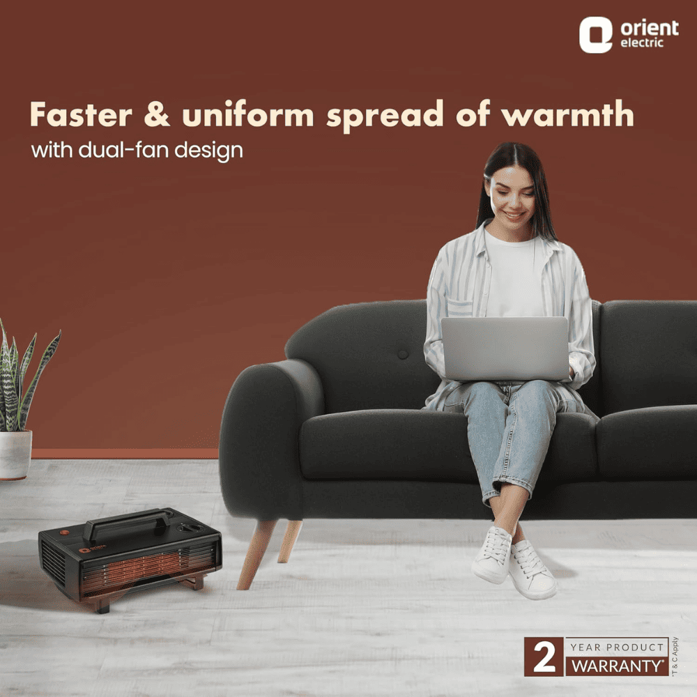 Orient 2000 Watts Electric Heat Convector Compact Room Heater (HC2004D, Black)