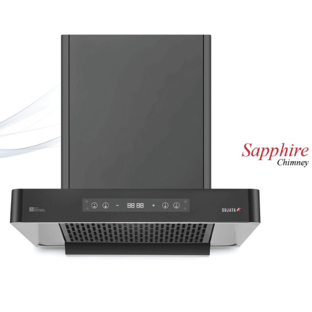 Sujata Sapphire, 60 cm 1250 m3/hr Stainless Steel Kitchen Chimney with BLDC Motor (Silver)