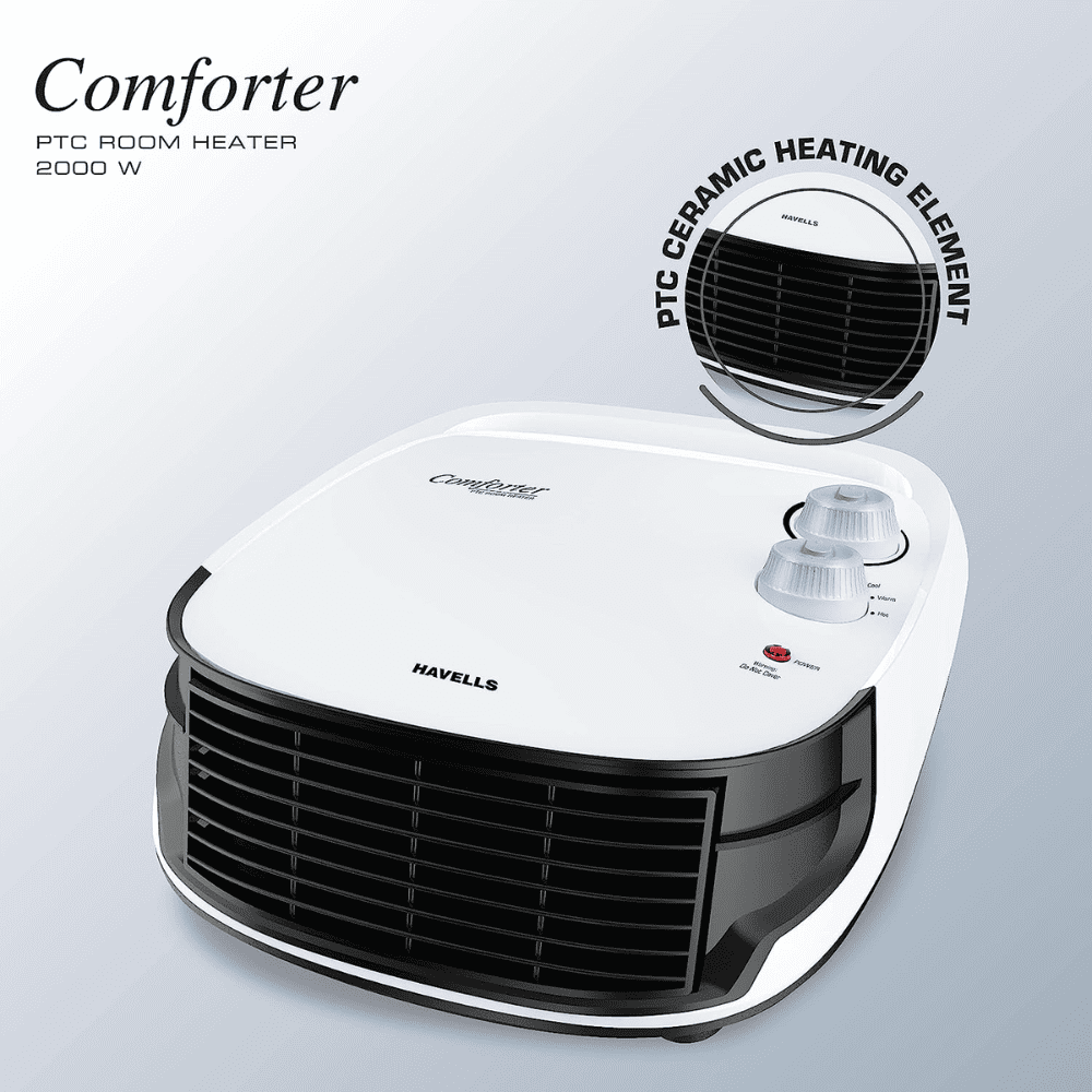 Havells 2000 Watts Comforter Room Heater, White & Black