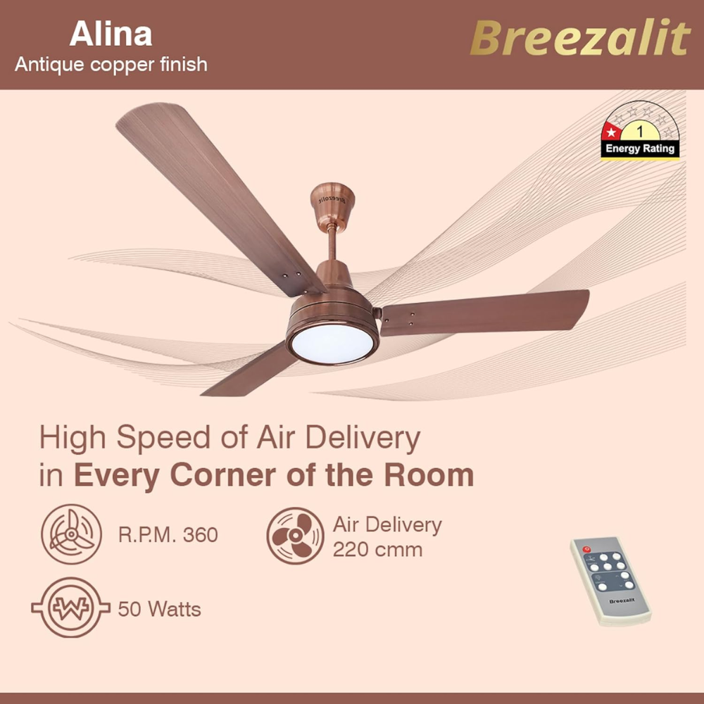 Breezalit 1200mm 3 Blade Decorative Ceiling Fan (Alina)