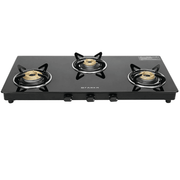 Faber Cooktop, SPARK 3 BB BK, 3 Burner cm Auto Manual Glass Top Stainless Steel Burner 1 Big + 1 Medium + 1 small Gas Stove (Black)