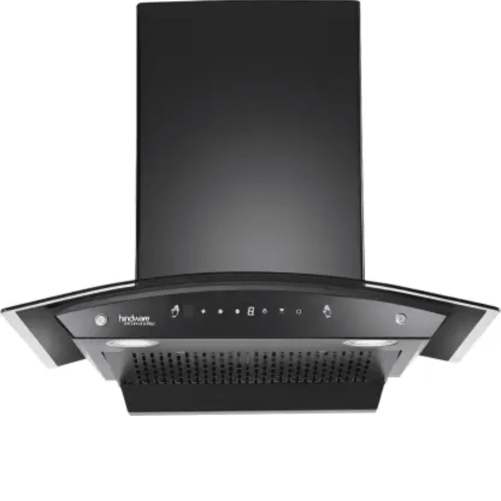 Hindware ALDINA, 90 Cm 1200 m3/hr Auto Clean Wall Mounted Chimney, Hoods Series with Filterless Technology (Black)