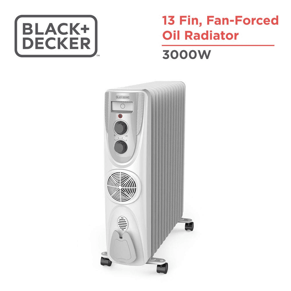 Black+Decker 13 Straight Fins, 2800 Watts Oil Filled Radiator Room Heater (OFR 13F, White)