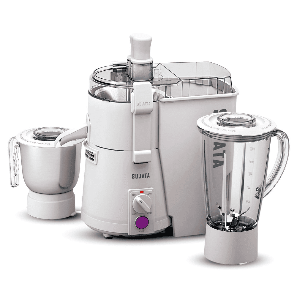 Sujata 900 Watts Juicer Mixer Grinder with 2 Jars (Powermatic plus, White)