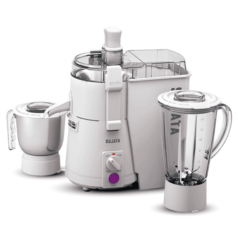 Sujata 900 Watts Juicer Mixer Grinder with 2 Jars (Powermatic plus, White)