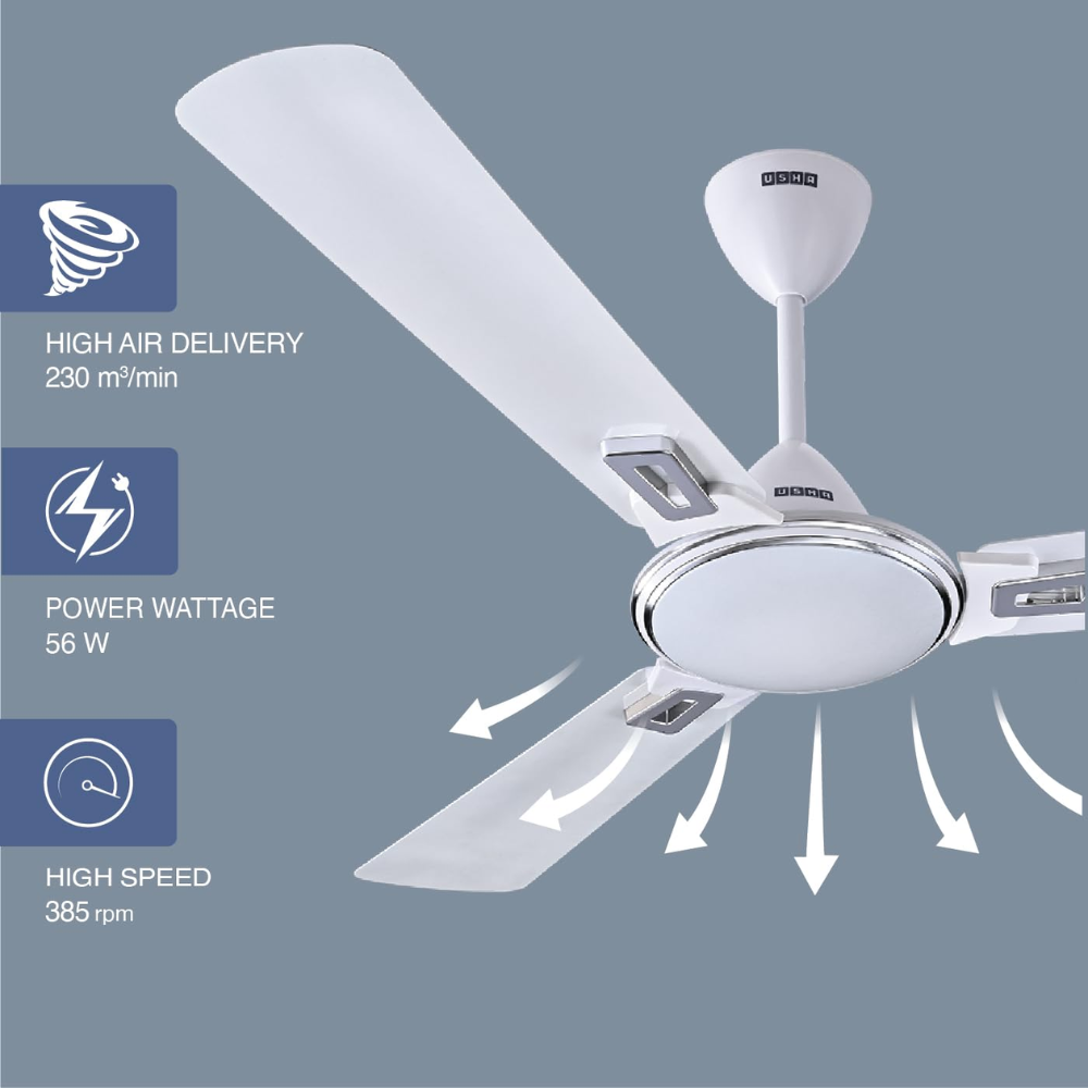 Usha 1200mm 3 Blades High Speed Decorative Ceiling Fan (Striker Galaxy)