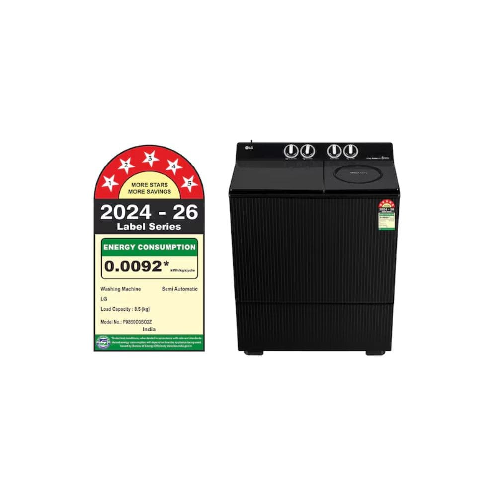 LG 8.5 Kg 5 Star Semi-Automatic Top Load Washing Machine (PX850O3SO2Z,Onyx Black)