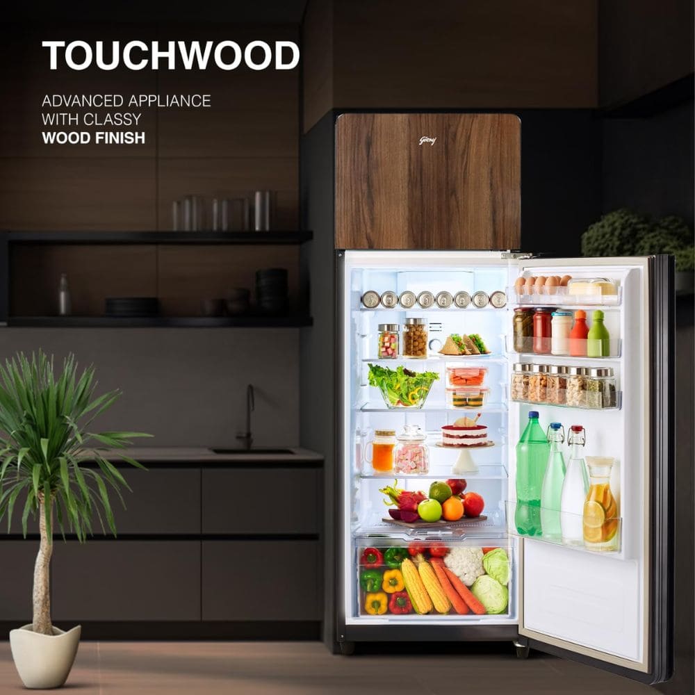 Godrej 272 Ltrs 2 Star Inverter Frost Free Double Door Refrigerator (RT EONVOGUE 310B RI, Walnut Wood)