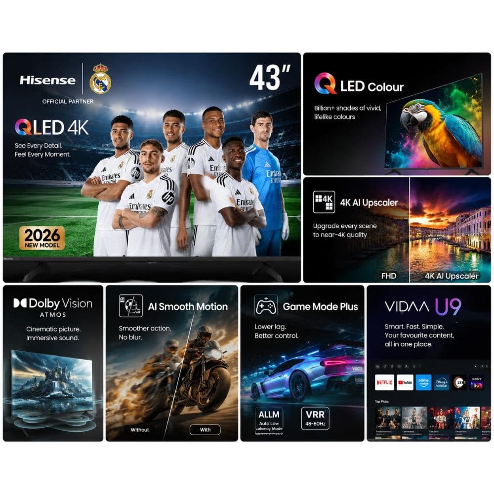 Hisense 43Q6S, 43 Inches 4K Ultra HD Smart TV, Black