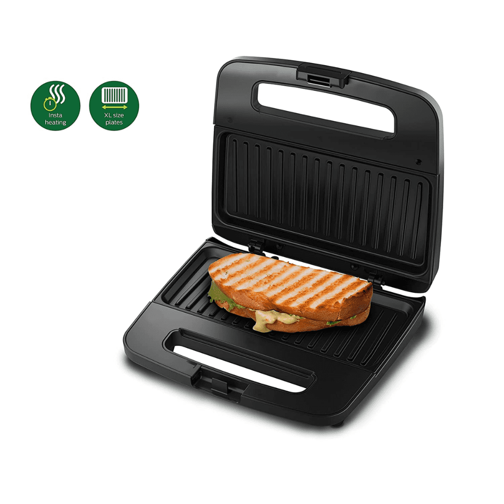 Philips HD2289/00, 700 Watts Grilled Sandwich Maker, Non-stick plates  (Black Metallic Finish)