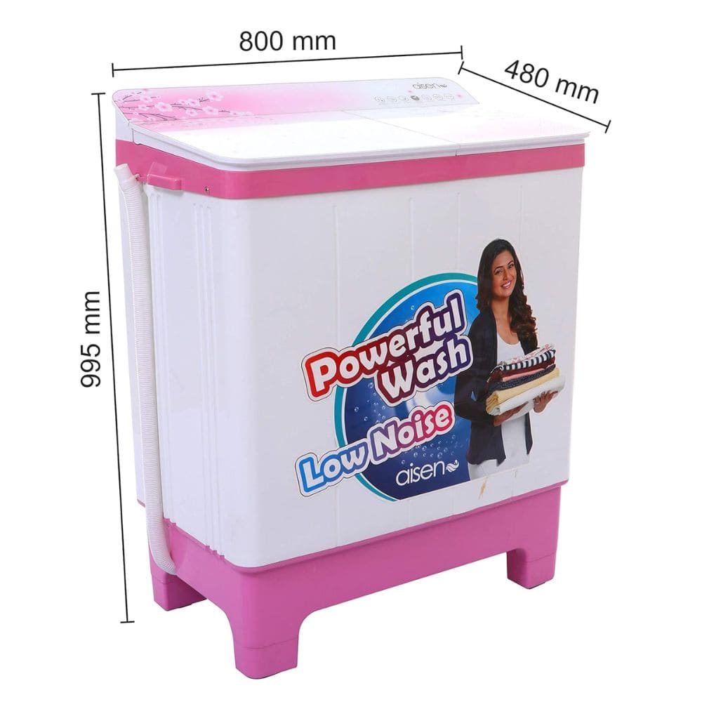 Aisen 8.5 Kg 5 Star Semi-Automatic Top Load Washing machine (A85SWT805,White & Pink)