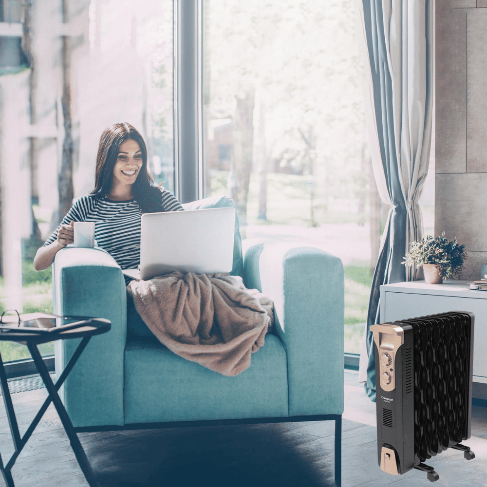 Crompton 9 Wave Fins 2400 Watts Oil Filled Radiator Room Heater (Insta Ferver OFR)