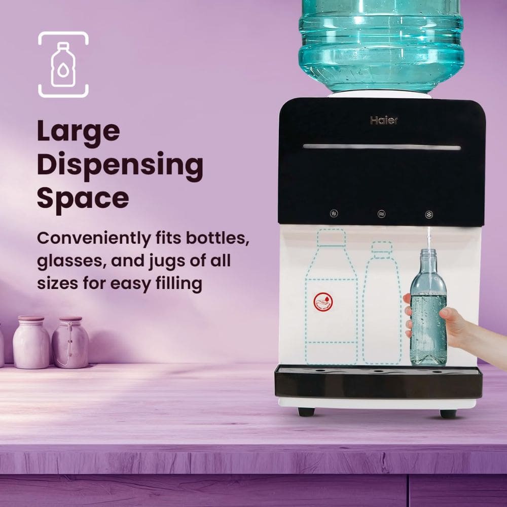 Haier HWD-3MPTT, 3.35 Ltrs Hot and Cold Floor Mounted Refrigerator Water Dispenser, White & Black