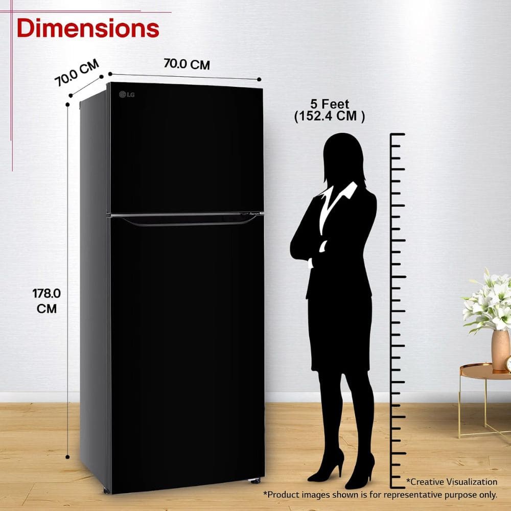 LG 446 Ltrs, 1 Star Smart Inverter Frost Free Double Door Convertible Refrigerator (GLT4416CCES, Ebony Sheen)