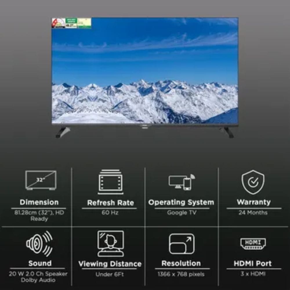 Haier H32K85GX, 32 Inches HD Ready LED Smart TV, Black