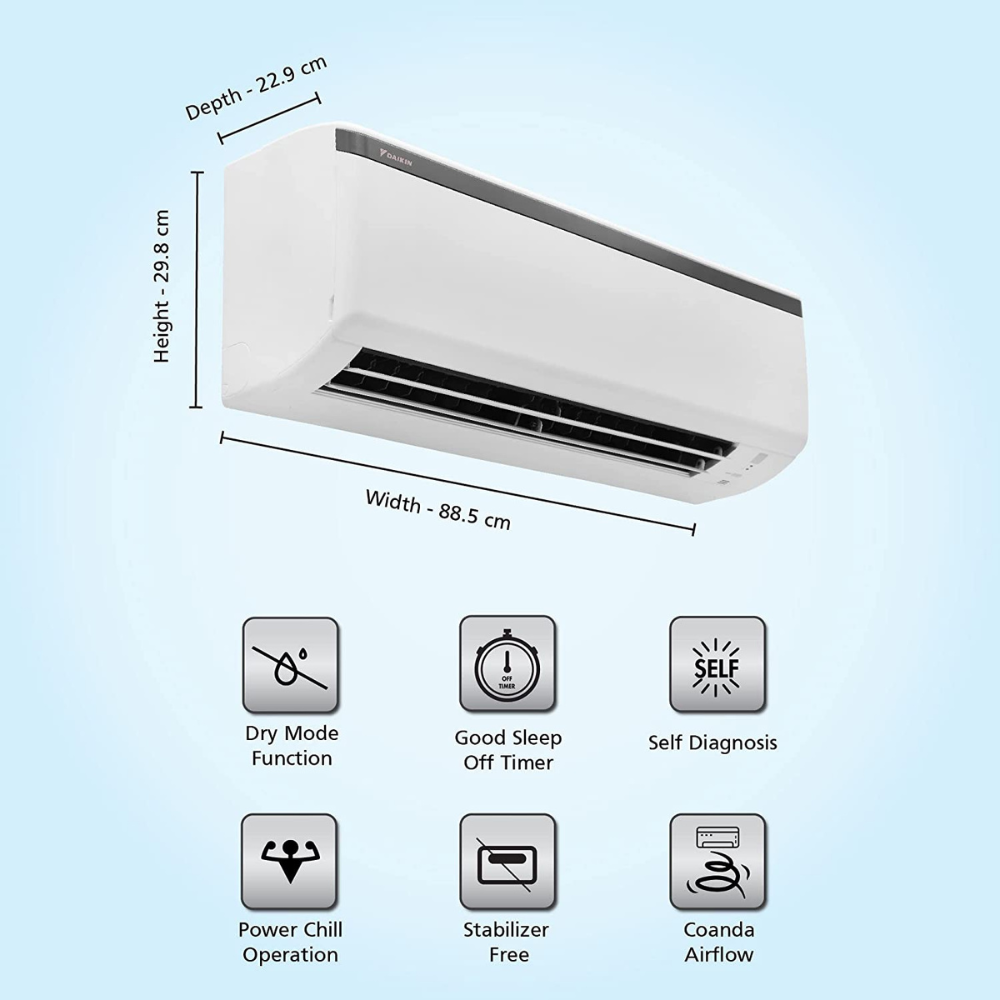 Daikin 1.0 Ton 3 Star Inverter Split AC (FTKL35U)