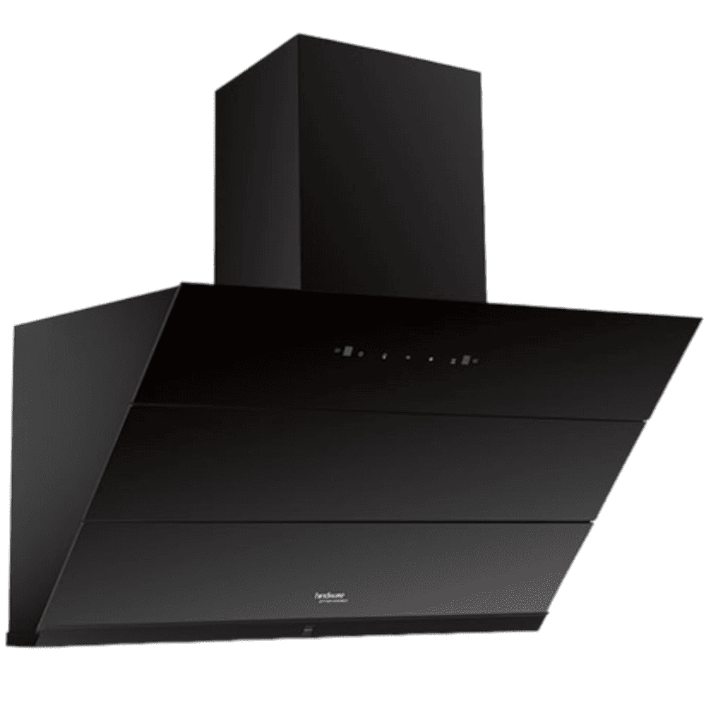 Hindware ALDINA, 75 cm 1350 m3/hr Auto Clean Wall Mounted Chimney, Aiflow Filterless Technology (Black)