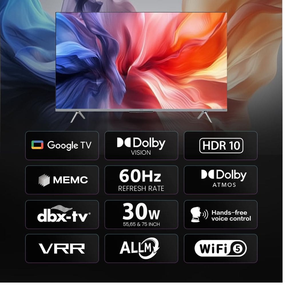 Haier 55P7GT-P, 55 Inches 4K Ultra HD Smart LED TV, Grey