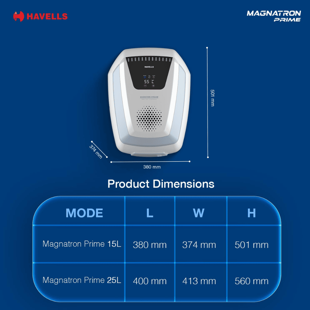 Havells 25 Ltrs Vertical Storage 4 Star Water Heater Geyser (MAGNATRON PRIME,White)