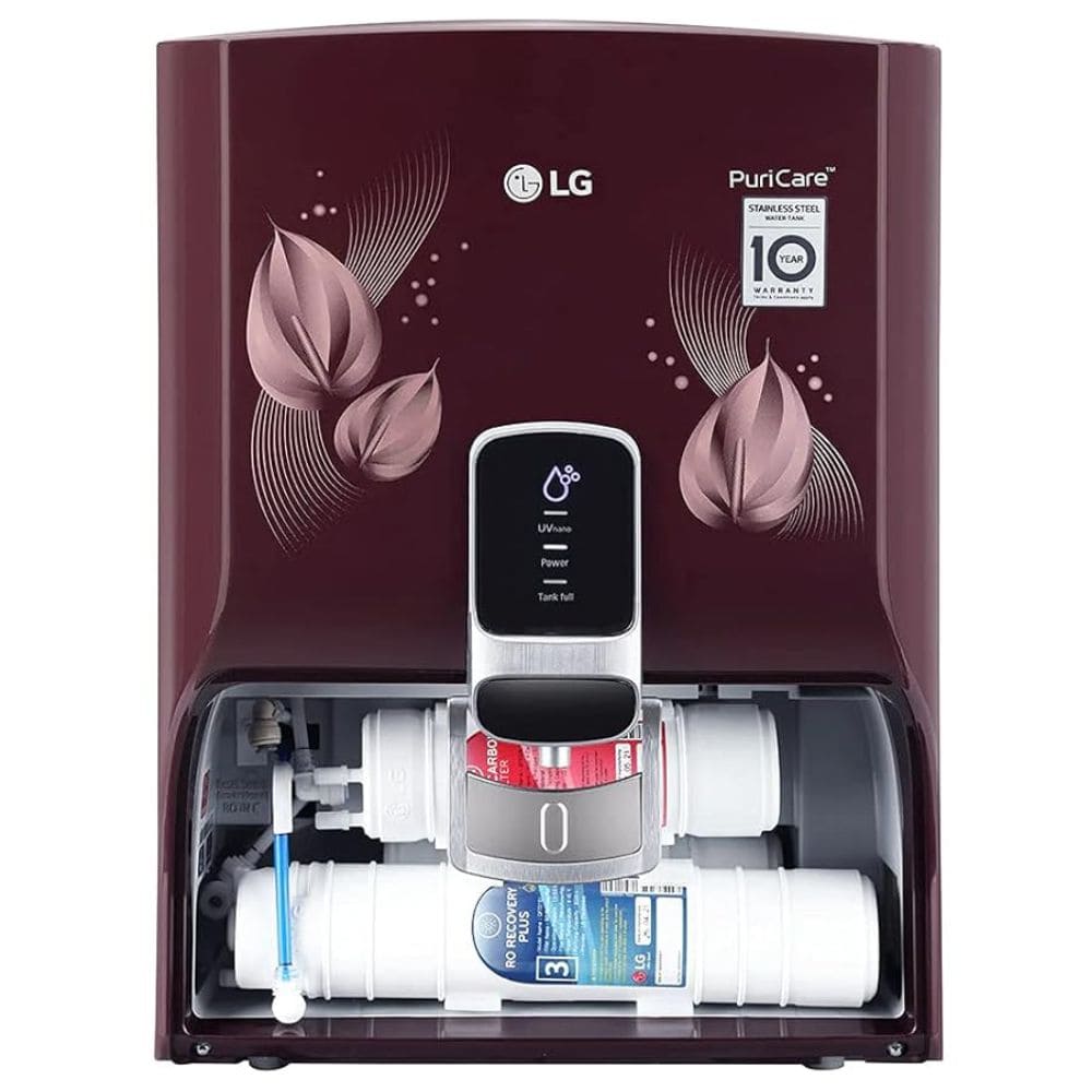 LG WW174NPC, 8 Litres RO+UV Multi Stage RO Filtration Water Purifier, Burgundy