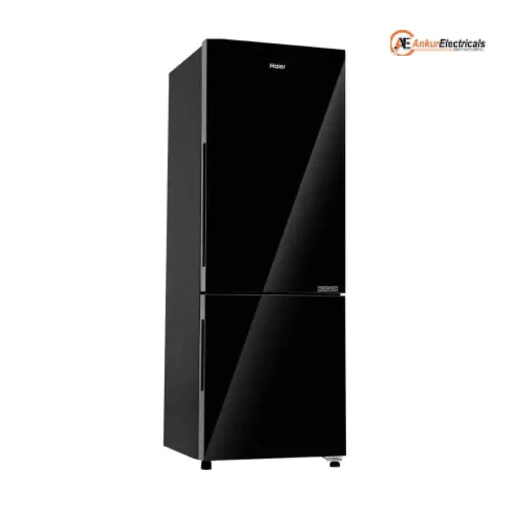 Haier 265 Ltrs, 2 Star Frost Free Double Door Bottom Mount Refrigerator (HRB 3152PKGA P, Black Glass)